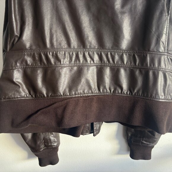 Excelled Brown Leather Aviator Bomber G-1 Jacket- Sherpa Collar, Patches -XL-XXL - Picture 12 of 15